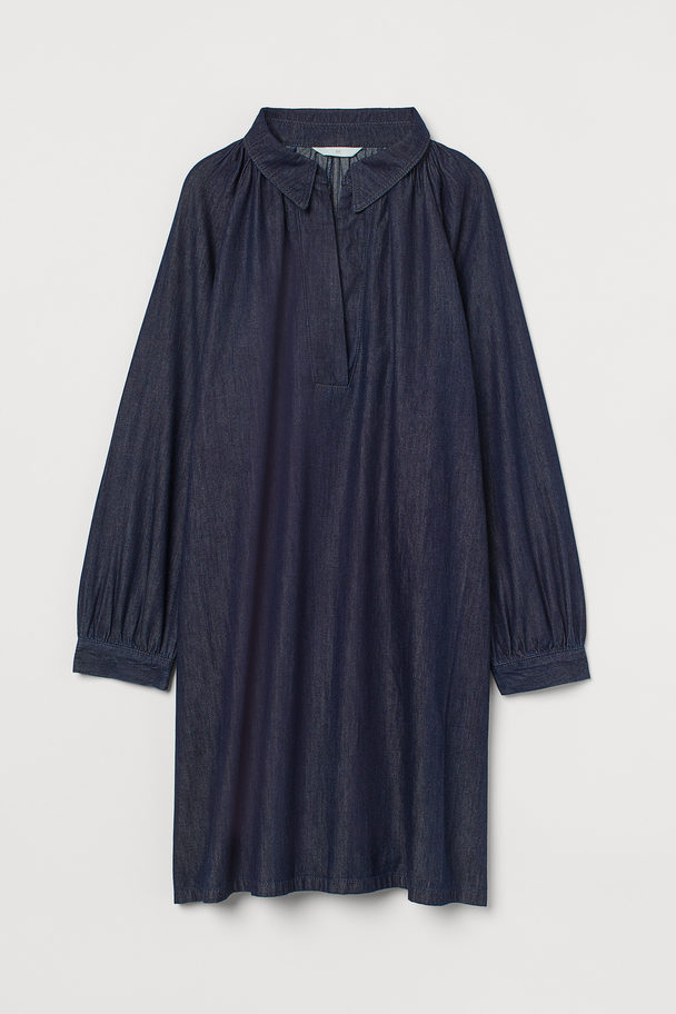 H&M Collared Denim Dress Dark Denim Blue
