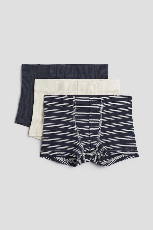 H&M 3-pack Boxer Shorts Navy Blue/striped