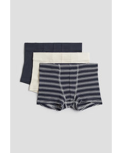 3-pack Boxer Shorts Navy Blue/striped
