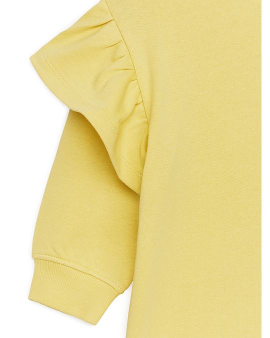 Arket Frill Sweatshirt Dress Yellow