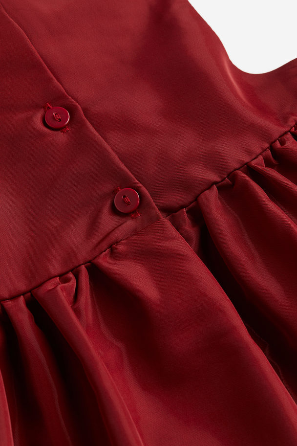 H&M Bow-detail Dress Dark Red