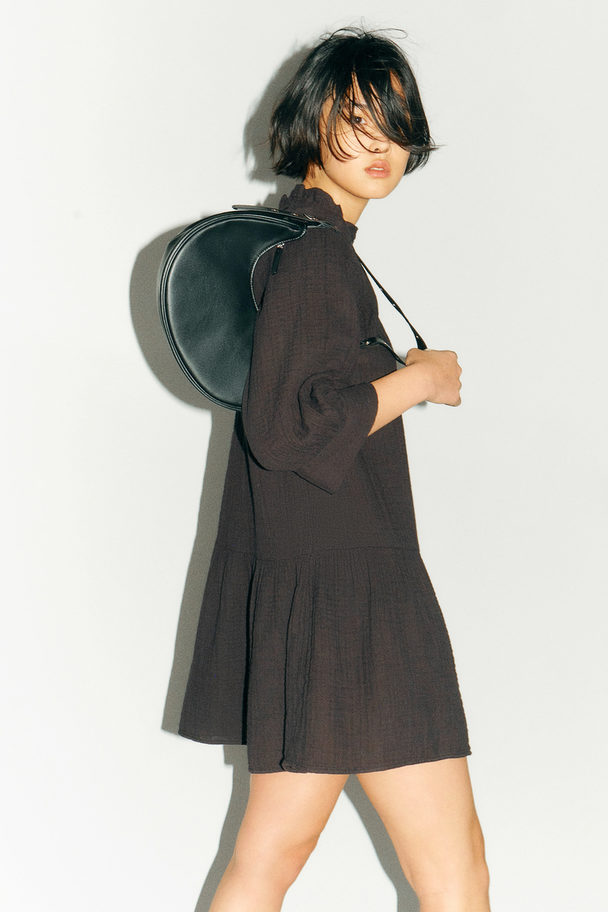 H&M Drawstring-detail Cotton Dress Black