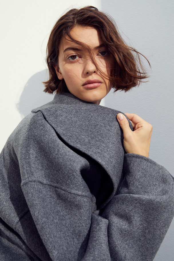 H&M Oversized Wool-blend Coat Dark Grey Marl