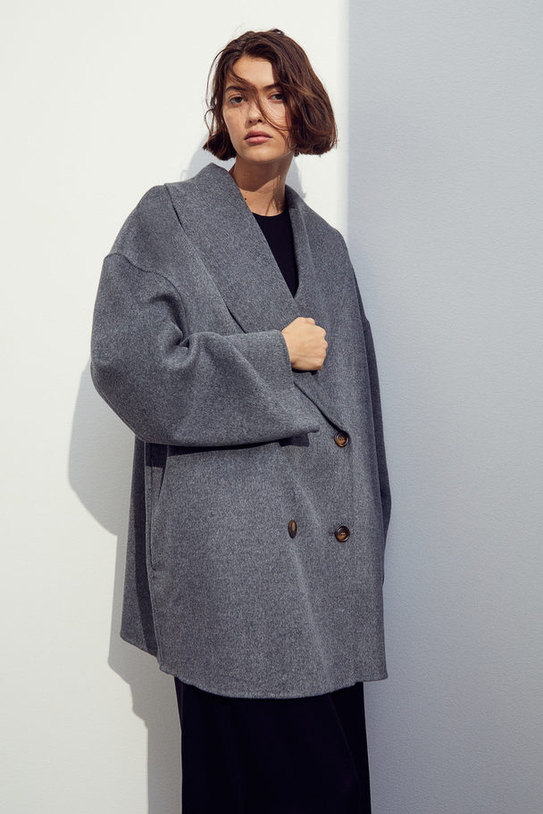 H&M Oversize-Mantel aus Wollmix Dunkelgraumeliert
