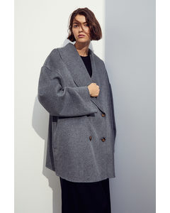 Oversized Wool-blend Coat Dark Grey Marl