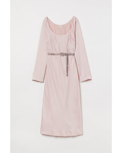Rhinestone-belt Dress Powder Pink