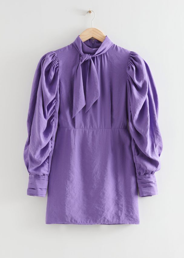 & Other Stories Voluminous Sleeve Mini Dress Purple