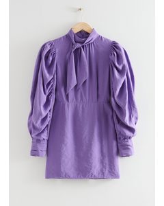 Voluminous Sleeve Mini Dress Purple