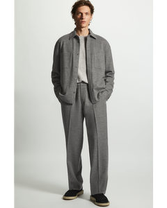 Regular-fit Elasticated Wool Trousers Dark Grey