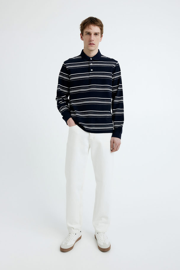 H&M Poloshirt - Regular Fit Marineblauw/gestreept