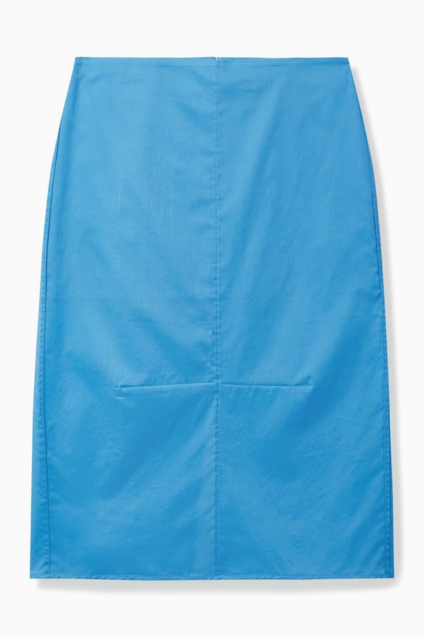 COS Semi-sheer Midi Pencil Skirt Bright Blue