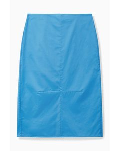 Semi-sheer Midi Pencil Skirt Bright Blue