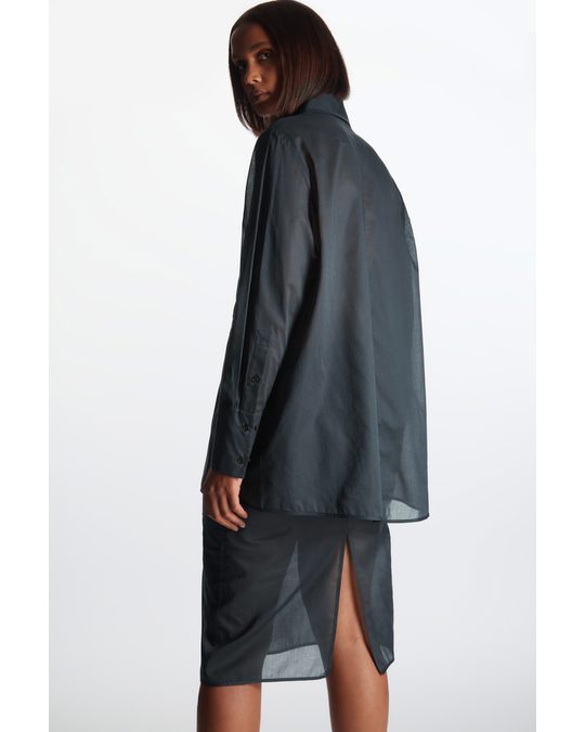 COS Semi-sheer Midi Pencil Skirt Black