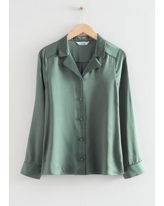 Buttoned Silk Pyjama Top Green