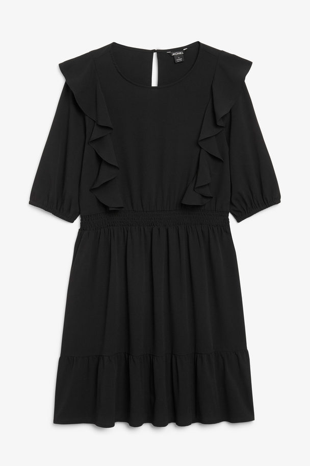 Monki Ruffle Mini Dress Black