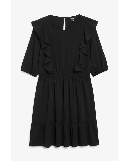 Monki Ruffle Mini Dress Black