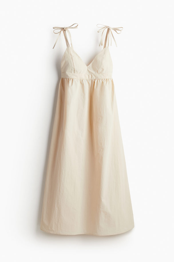 H&M Tie-strap Nylon Dress Light Beige