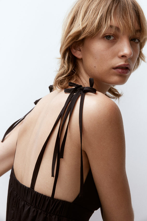 H&M Tie-strap Nylon Dress Black