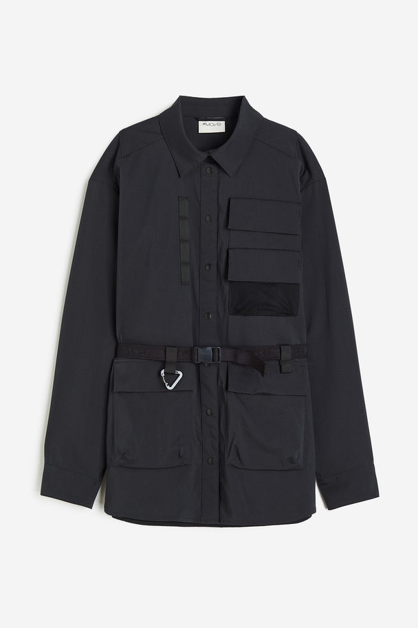 H&M Water-repellent Belted Shirt Black