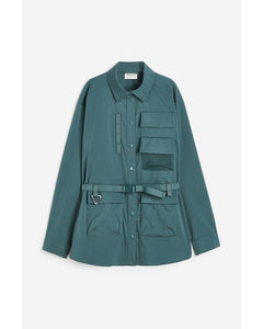 Water-repellent Belted Shirt Green