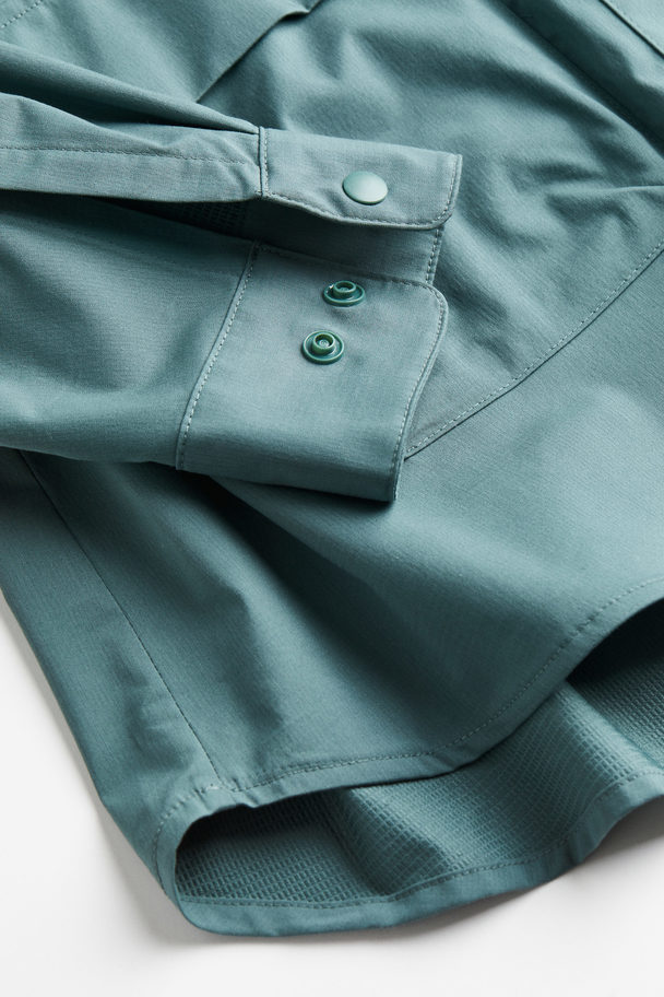 H&M Water-repellent Belted Shirt Green