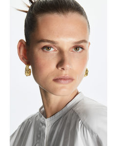 Textured Hoop Earrings Gold