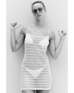 Crochet-look Beach Dress White