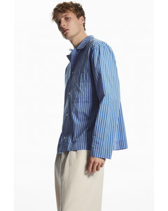 Striped Poplin Shirt Blue / White / Striped