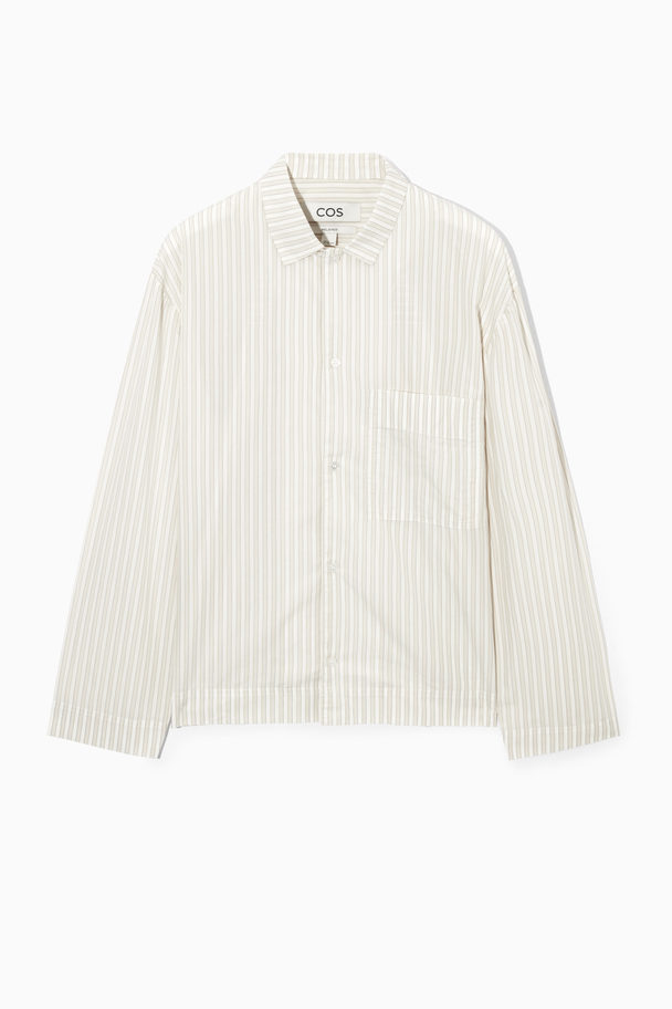 COS Striped Poplin Shirt Cream / White / Striped