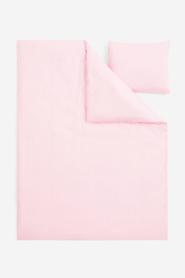 H&M HOME Cotton Single Duvet Cover Set Light Pink