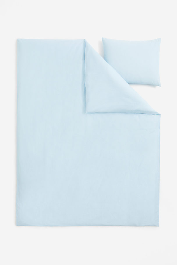 H&M HOME Katoenen Dekbedset - Eenpersoons Licht Pastelblauw