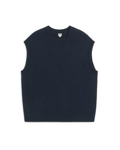 Crew-neck Wool Vest Dark Blue