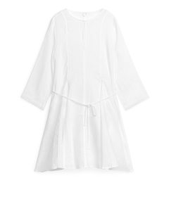 Flared Linen Dress White