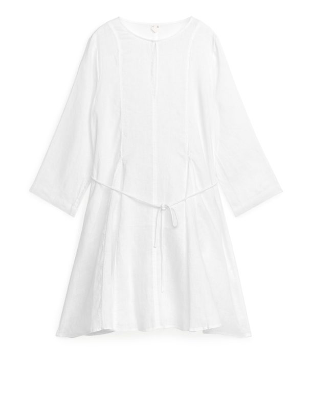 Arket Flared Linen Dress White
