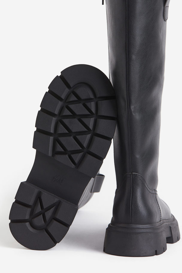 H&M Chunky Knee-high Boots Black