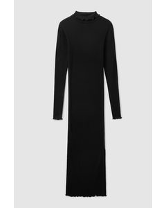 Ribbed-knit Maxi Dress Black