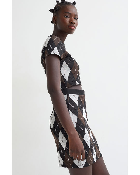 H&M Cut-out Dress Black/argyle Pattern