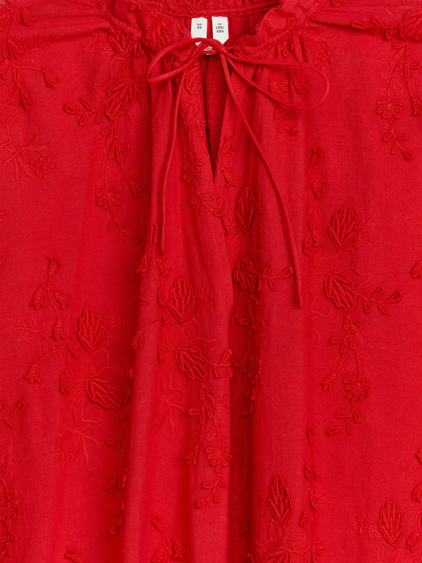 ARKET Embroidered Maxi Dress Red