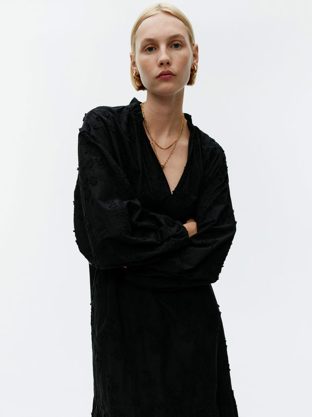 ARKET Embroidered Maxi Dress Black