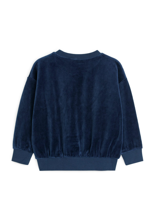 ARKET Velour Sweatshirt Dark Blue