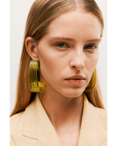 Transparent Sculptured Earrings Bright Yellow