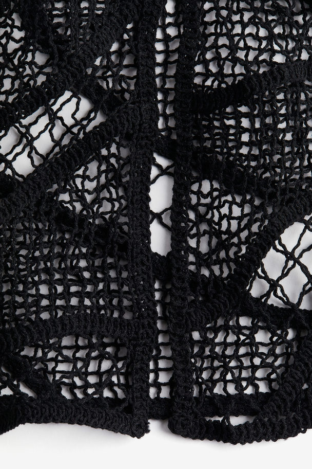 H&M Tie-detail Crochet-look Dress Black