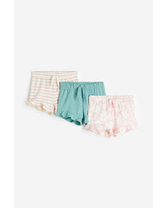 3-pack Cotton Shorts Light Pink/leaves