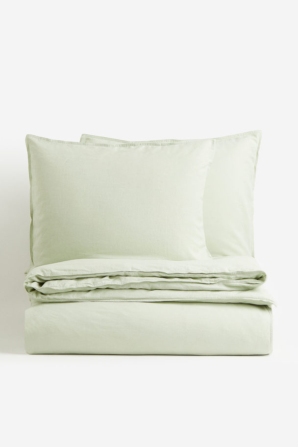 H&M HOME Dekbedset Van Linnenmix - Tweepersoons Lichtgroen