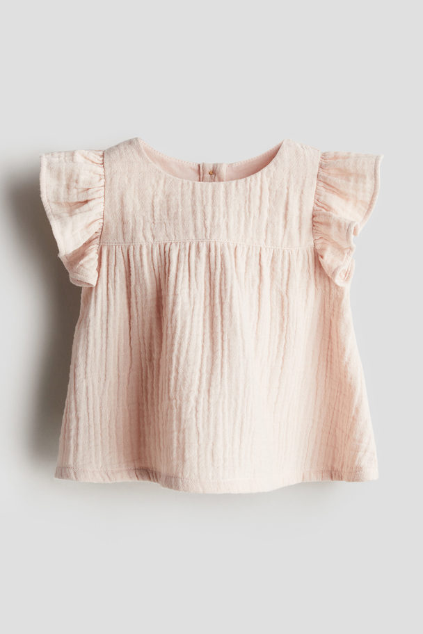 H&M Cotton Muslin Top Light Dusty Pink