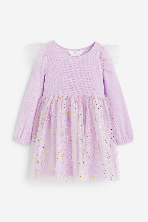 H&M Chenille And Tulle Dress Light Purple