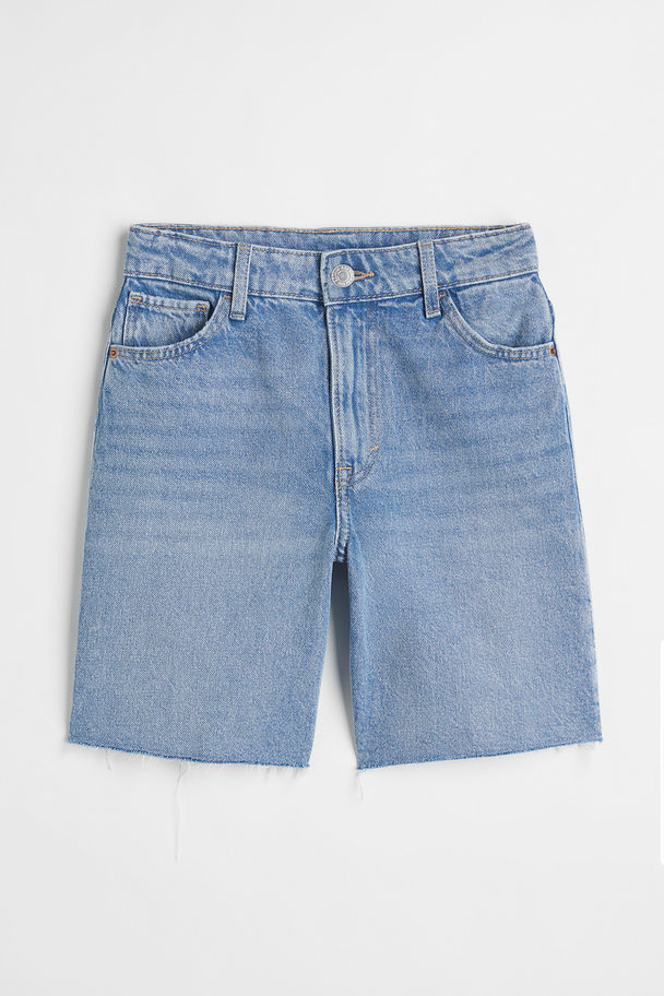 H&M Cotton Denim Bermuda Shorts Light Denim Blue