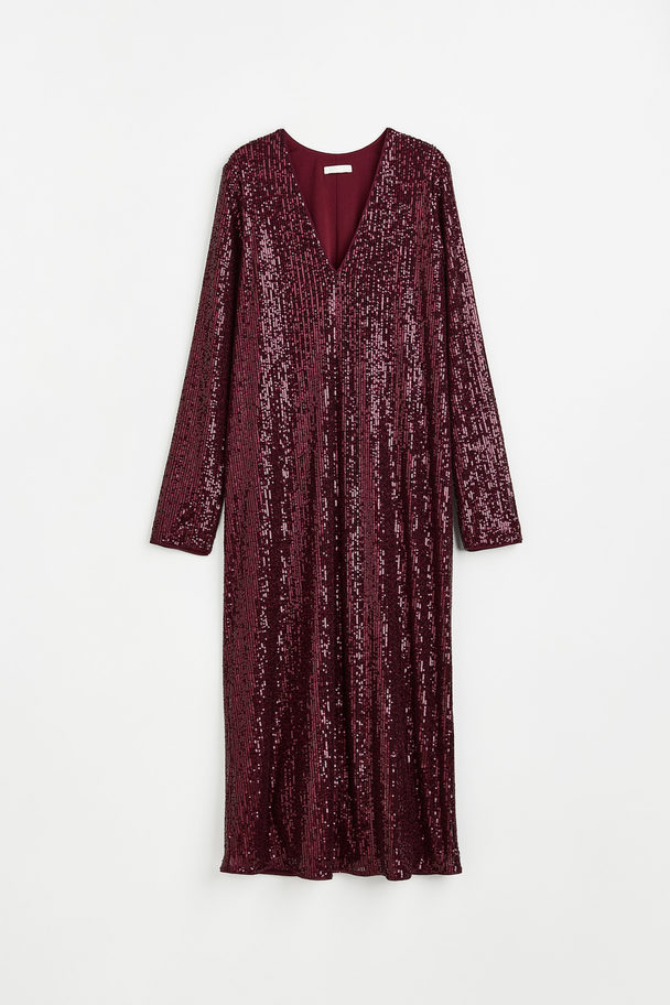 H&M Sequined Dress Burgundy/sequins