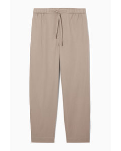 Barrel-leg Drawstring Trousers Beige