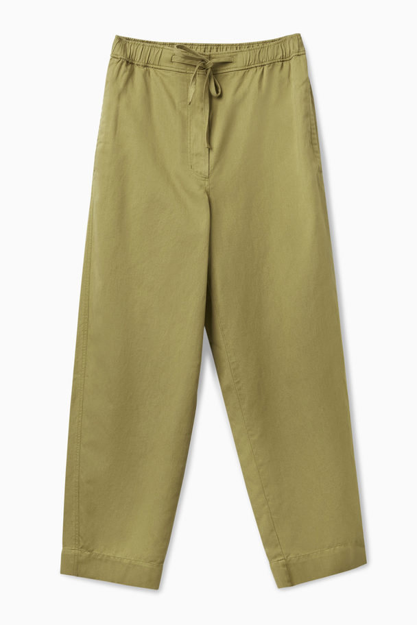 COS Barrel-leg Drawstring Trousers Khaki